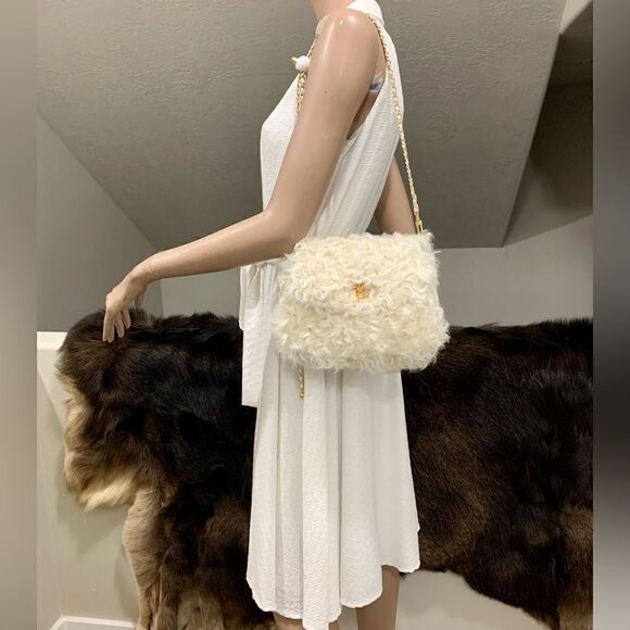 Handmade Genuine Curly Shearling Purse Includes 2 Chain Styles - Picture 5 of 16